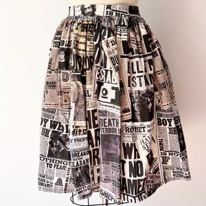 Harry Potter Daily‎ Prophet Print A-Line Skirt One of a Kind